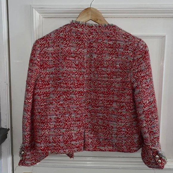 Zara Vibrant Boucle Blazer with Pearl Buttons, Medium - Picture 4 of 4